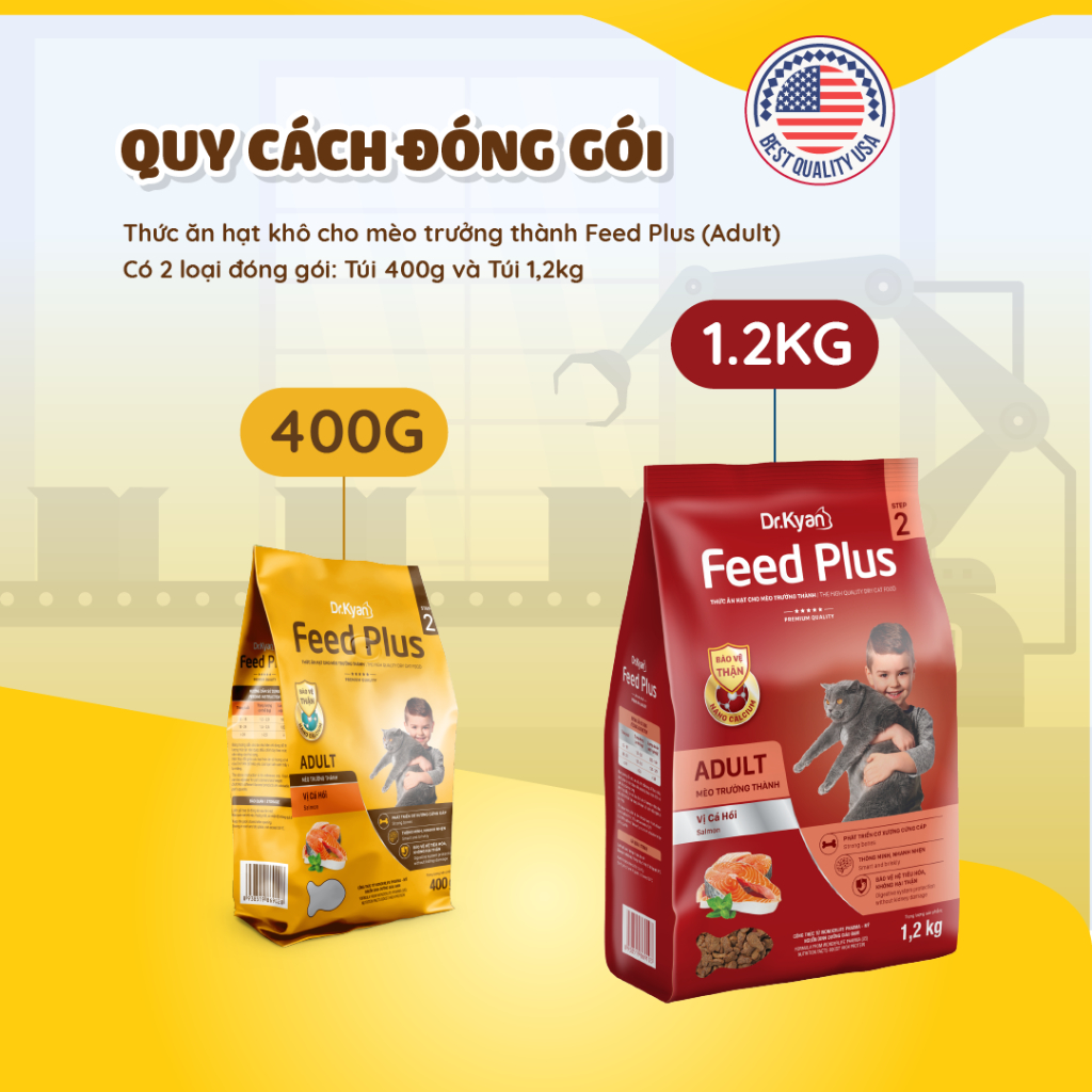 Dr.Kyan - Thức ăn cho mèo lớn Feed Plus - Adutl 1,2 Kg - Vị cá hồi