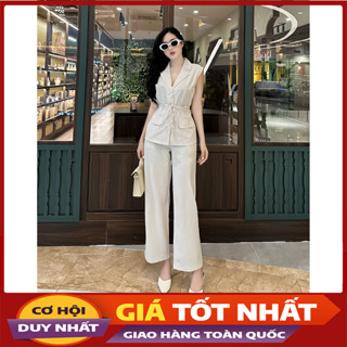 Set Bộ Đồ Nữ Áo Vest Sát Nách Dáng Dài Mix Quần Xuông Kèm Dây Đai SB4051 - Violet