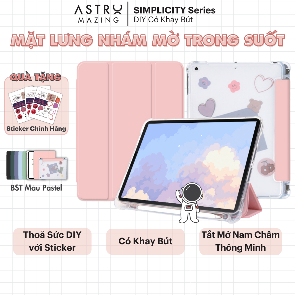 [Lưng nhám mờ] Bao da iPad BASIC DIY màu pastel AstroMazing chống sốc cover case cho iPad Pro 11 Air 4 5 Gen 8 9