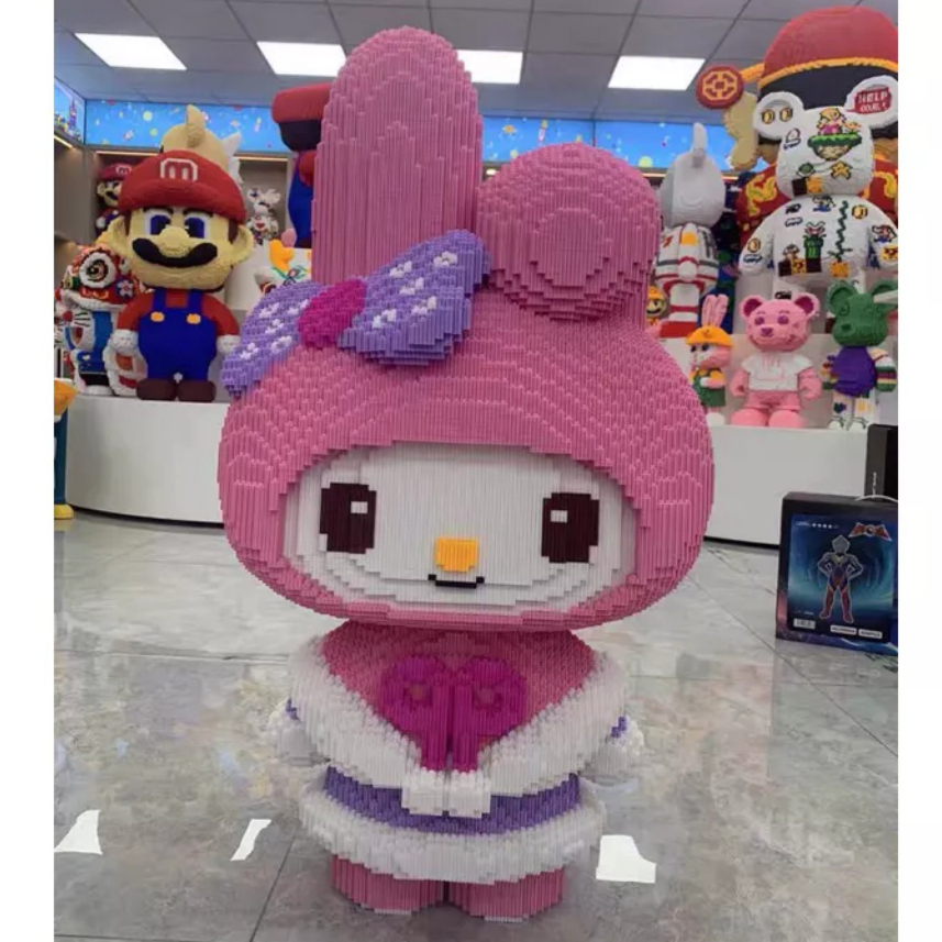 Mô hình Thỏ Melody 55cm , Lắp ráp Kuromi 52cm, Đồ chơi mô hình thỏ hồng melody chuẩn xinz