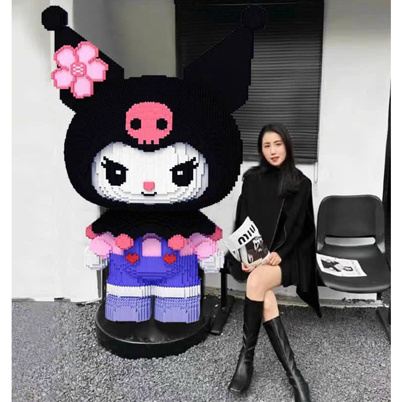 Le go Thỏ Melody 55cm, Lego Kuromi 55cm, Đồ chơi lắp ráp mô hình Kuromi cỡ lớn Tặng Búa