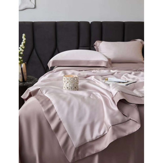 Bộ chăn ga gối Tencel 80s trơn phối viền cao cấp chăn chần hè