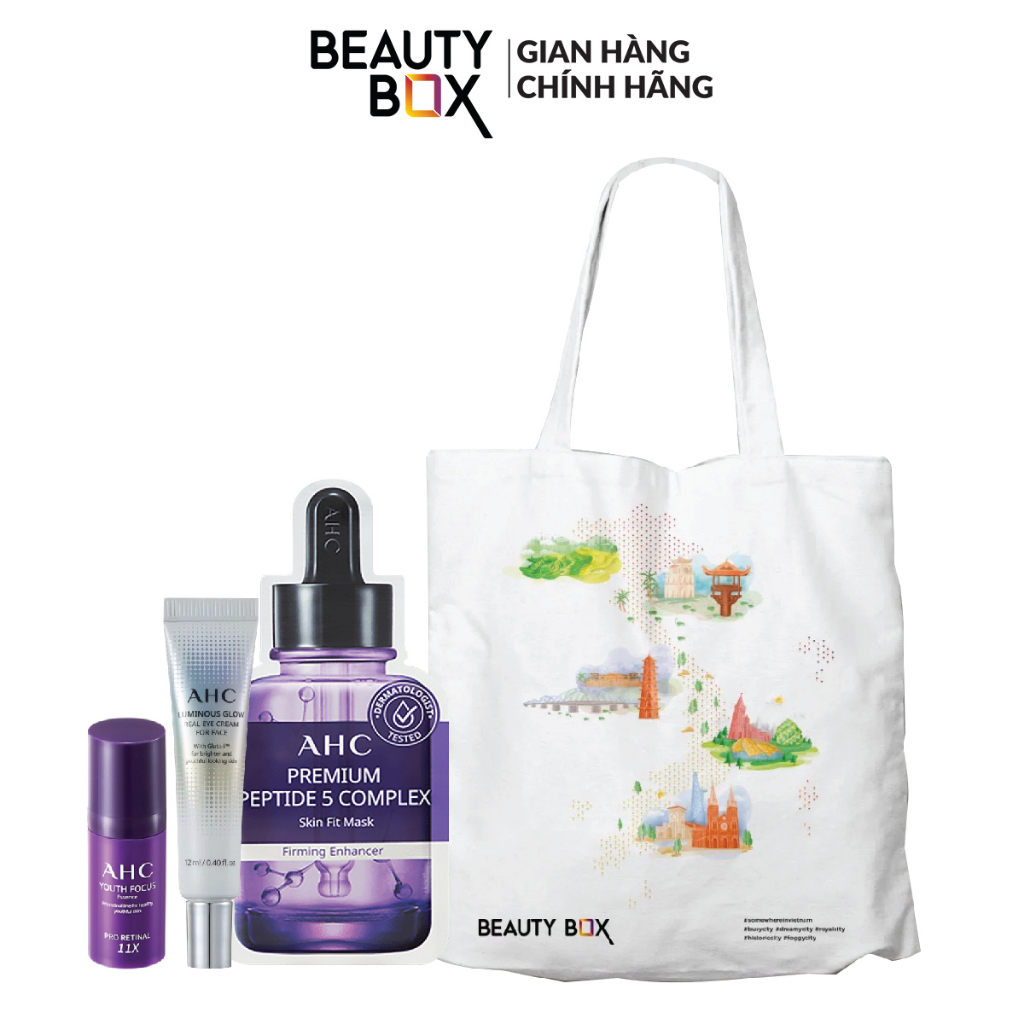 [QUÀ TẶNG KHÔNG BÁN]Combo Tinh Chất Chống Lão Hóa AHC 10ml+Túi Vải+Kem Dưỡng Mắt 12ml+Mặt Nạ Giấy 27ml