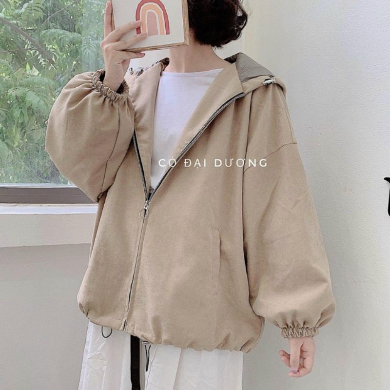 Aó Khoát Da Lộn From To Có Nón Rộng,Aó Nữ 2 Lớp Dây Kéo Phao Cao cấp Thêu Logo Cực xịn