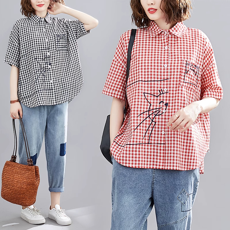 Áo sơ mi bigsize kẻ caro đỏ đen thời trang(B248)