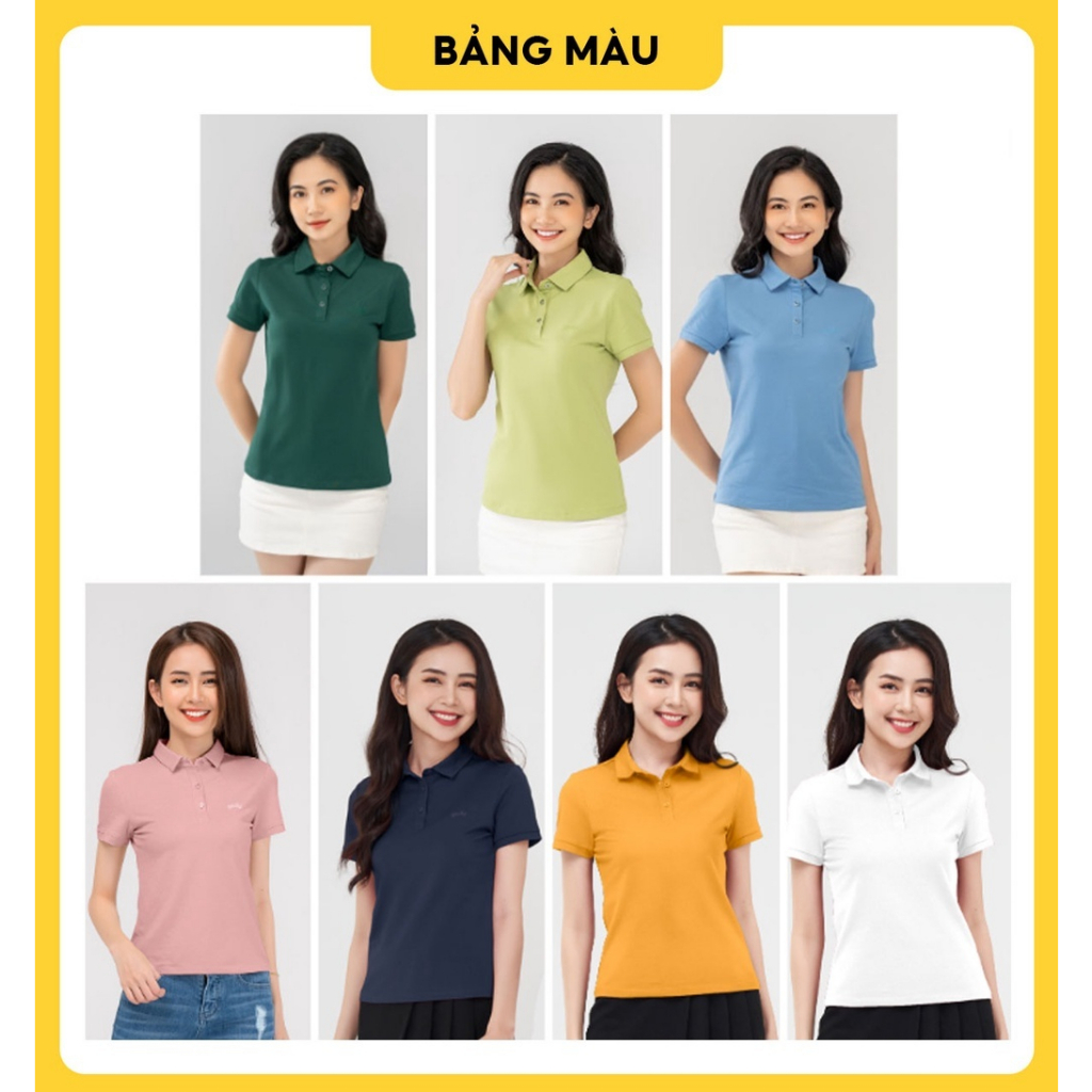 Áo phông có cổ YODY nữ tay ngắn vải cotton mắt chim,áo thun cổ bẻ phông thoáng mát mềm mịn NPS41 APN5434