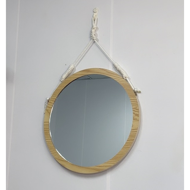 Gương trang điểm, gương tròn treo tường Dovaty 40cm viền gỗ full phụ kiện decor
