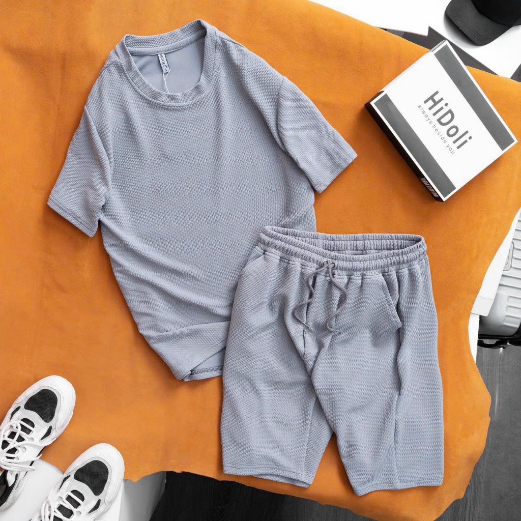 Set Đồ Mùa Hè Nam Nữ Unim Store Cổ Tròn Chất Liệu Cotton Xốp Hàn Hạt Gạo Chống Nhăn Thông Hơi Có Túi Khóa BN356
