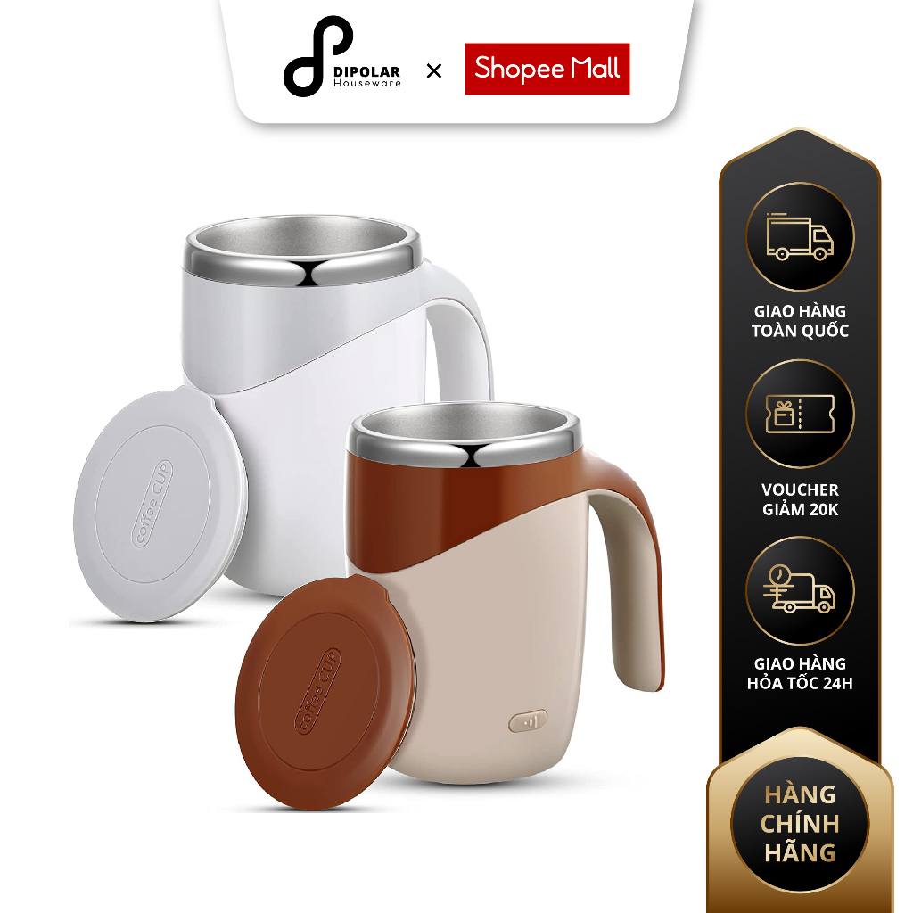 Cốc Tự Khuấy Đa Năng Thông Minh DIPOLAR Giữ Nhiệt Đồ Uống Dung Tích 380ml - DCTK01