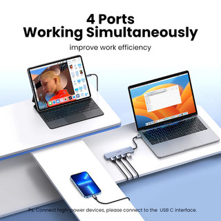 Bộ chia USB Type C to USB A Ugreen 70336 CM219 (USB C to 4 USB A 5Gbps,cổng trợ nguồn 5V USB C)
