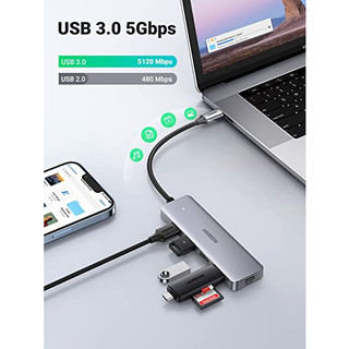 Bộ chia USB Type C to USB A Ugreen 70336 CM219 (USB C to 4 USB A 5Gbps,cổng trợ nguồn 5V USB C)