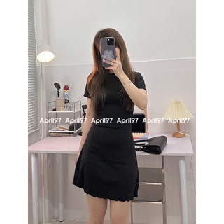 Đầm thun cổ tròn xoè (ảnh thật/ có sẵn)