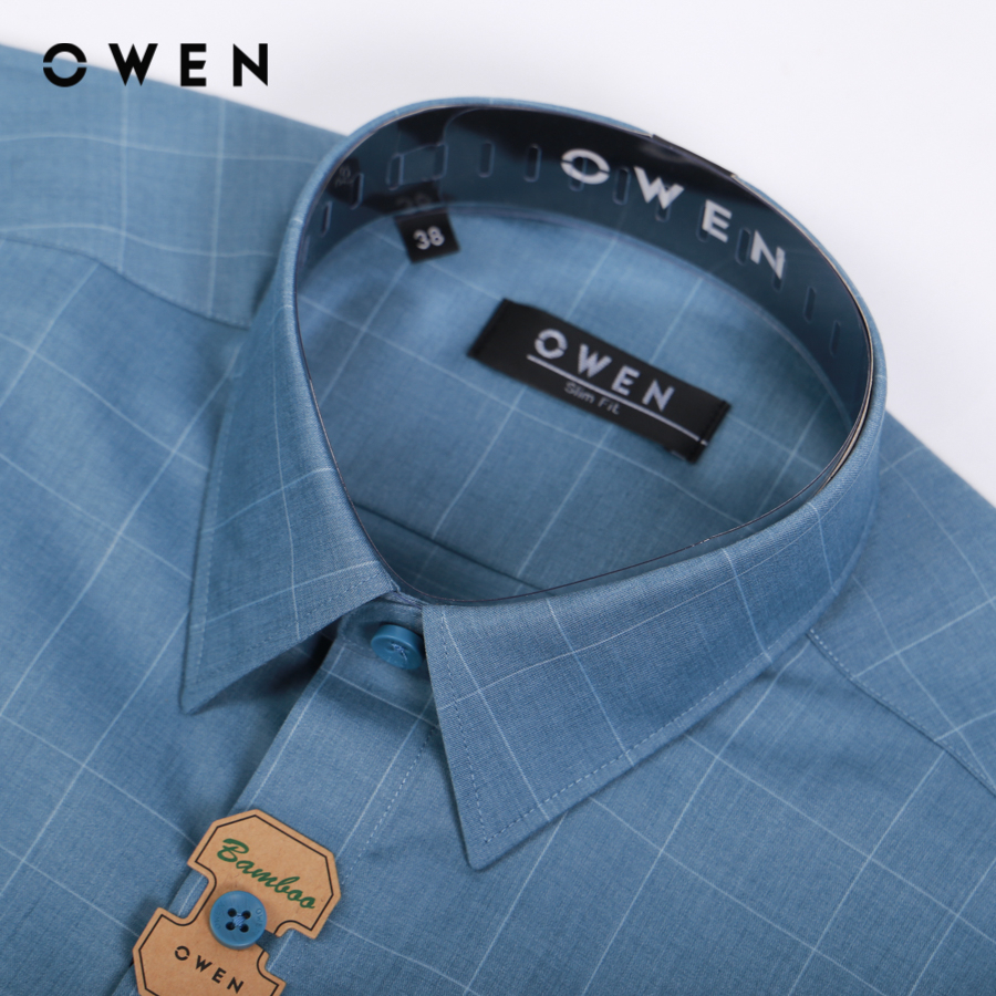 OWEN - Áo sơ mi dài tay Slim Fit màu Xanh Bamboo - AS220834D