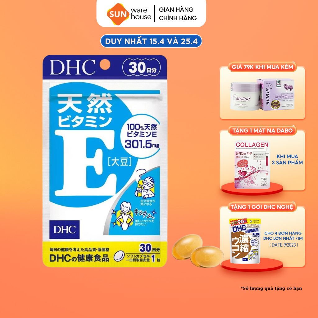 Viên Uống Bổ Sung Vitamin E DHC Natural Vitamin E Soybean Giúp Cải Thiện Làn Da, Sức Khoẻ