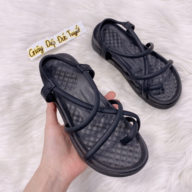 Dép nữ sandal quai hậu dây đan xỏ ngón đế cao su