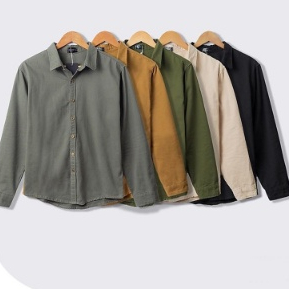 Sơ Mi Nam Cổ Đứng Tay Dài Vicenzo Chất Thô Cotton Mềm Thoáng Mát Cao Cấp, Áo Sơ Mi Tay Dài Nam Cao Cấp Mặc Đi Học Đi Làm