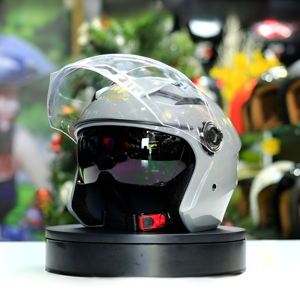 NÓN BẢO HIỂM 3/4 2 KÍNH ROYAL M268 MÀU XÁM XI MĂNG CHÍNH HÃNG BẢO HÀNH 12 THÁNG