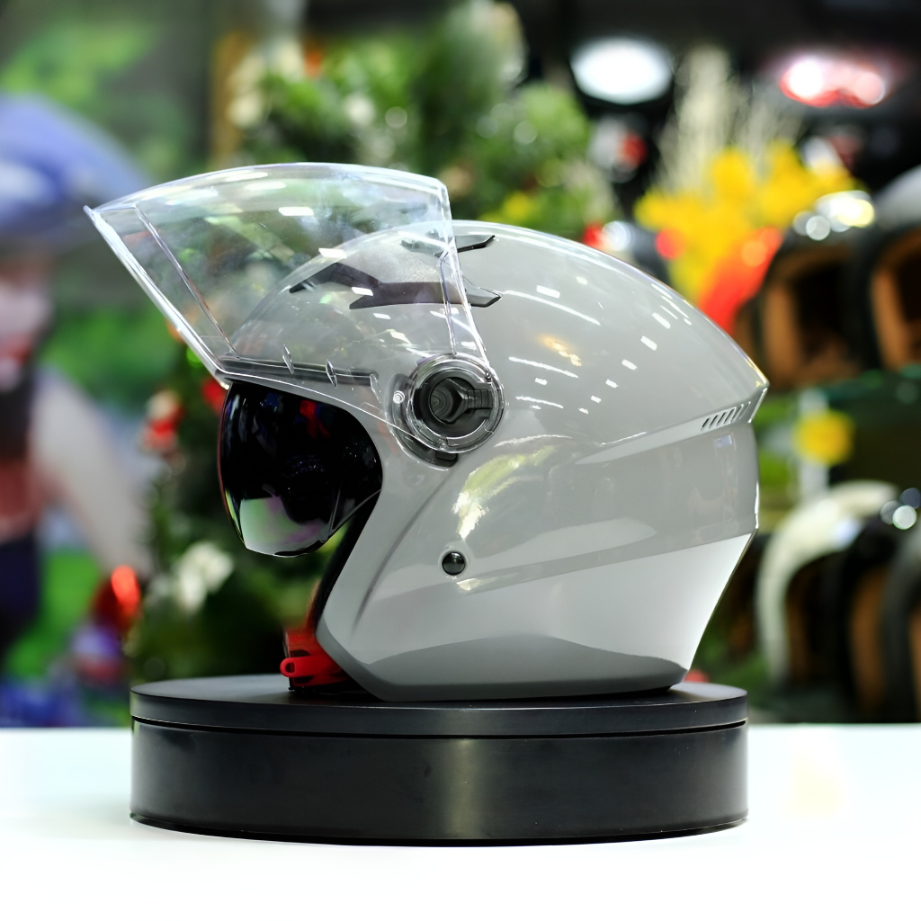 NÓN BẢO HIỂM 3/4 2 KÍNH ROYAL M268 MÀU XÁM XI MĂNG CHÍNH HÃNG BẢO HÀNH 12 THÁNG