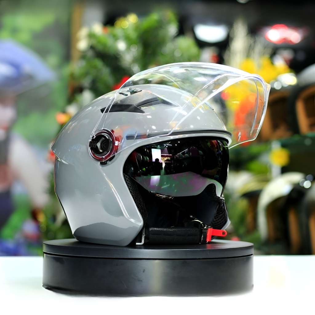 NÓN BẢO HIỂM 3/4 2 KÍNH ROYAL M268 MÀU XÁM XI MĂNG CHÍNH HÃNG BẢO HÀNH 12 THÁNG