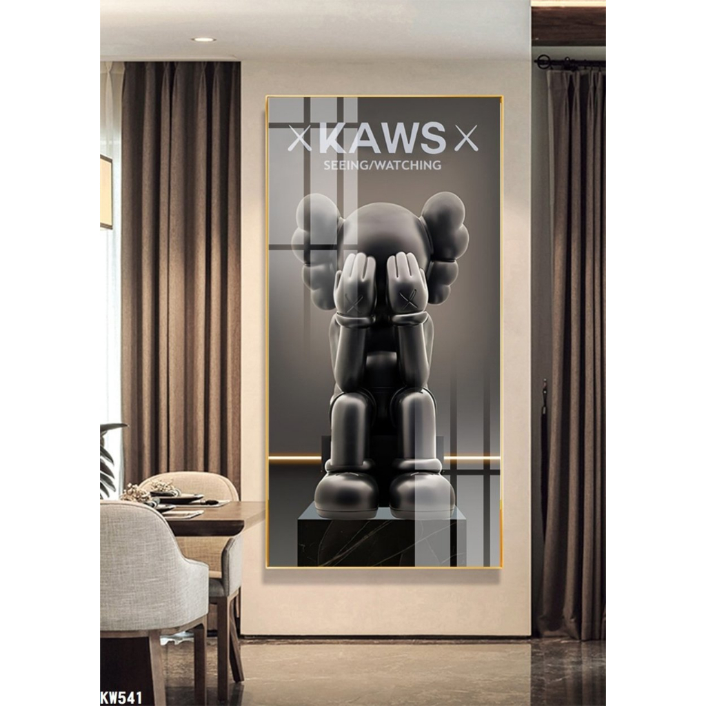 Tranh treo tường tráng gương pha lê Chú Gấu Bearbrick Kaws treo phòng khách, cửa hàng, shop quần áo cao cấp Lala