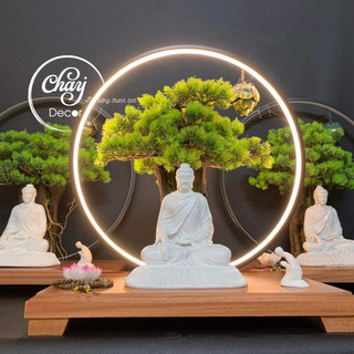Bộ tượng phật thích ca tọa dưới gốc cây bồ đề hàng đẹp độc lạ - chay decor