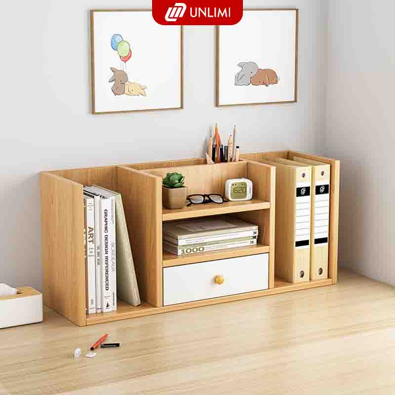 KỆ SÁCH ĐỂ BÀN ĐA NĂNG CÓ HỘC ĐỂ ĐỒ PHONG CÁCH NORDIC THƯƠNG HIỆU UNLIMI - GP258