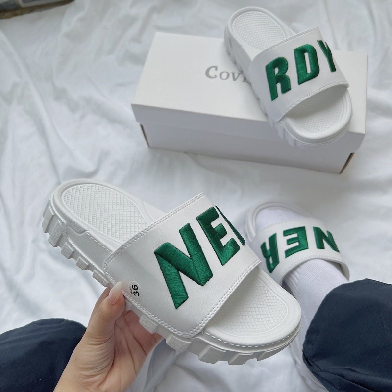 "THÊU CAO CẤP" Dép quai ngang nam nữ NERRDY THÊU cao cấp 4cm Api bền, chữ NERRDY nhiều màu hot Trend 2023