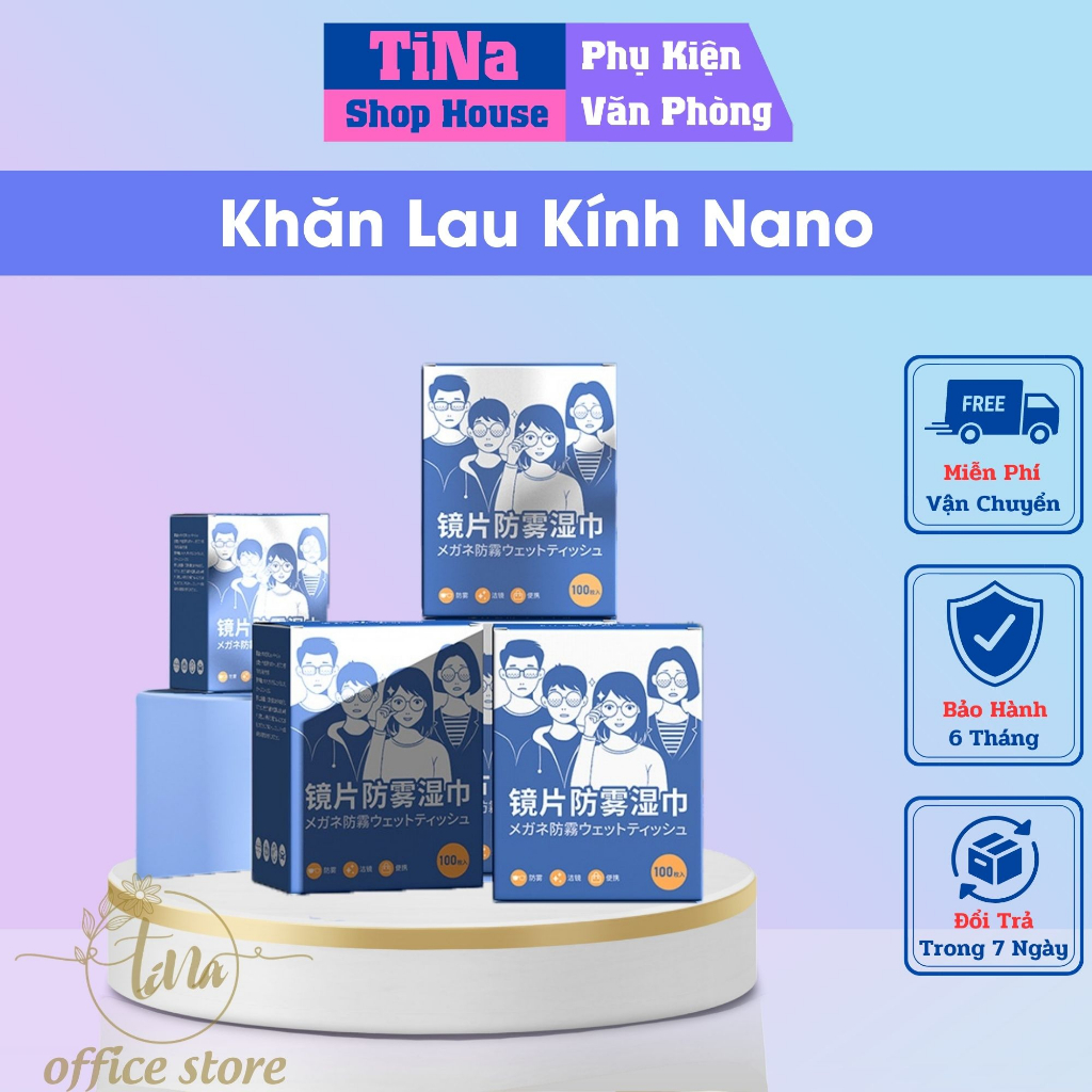 Khăn Lau Kính Nano TINA OFFICE Chống Bám Hơi Nước, Chống Mờ Sương, Chống Nhờn, Vân Tay, Chống Bám Bụi