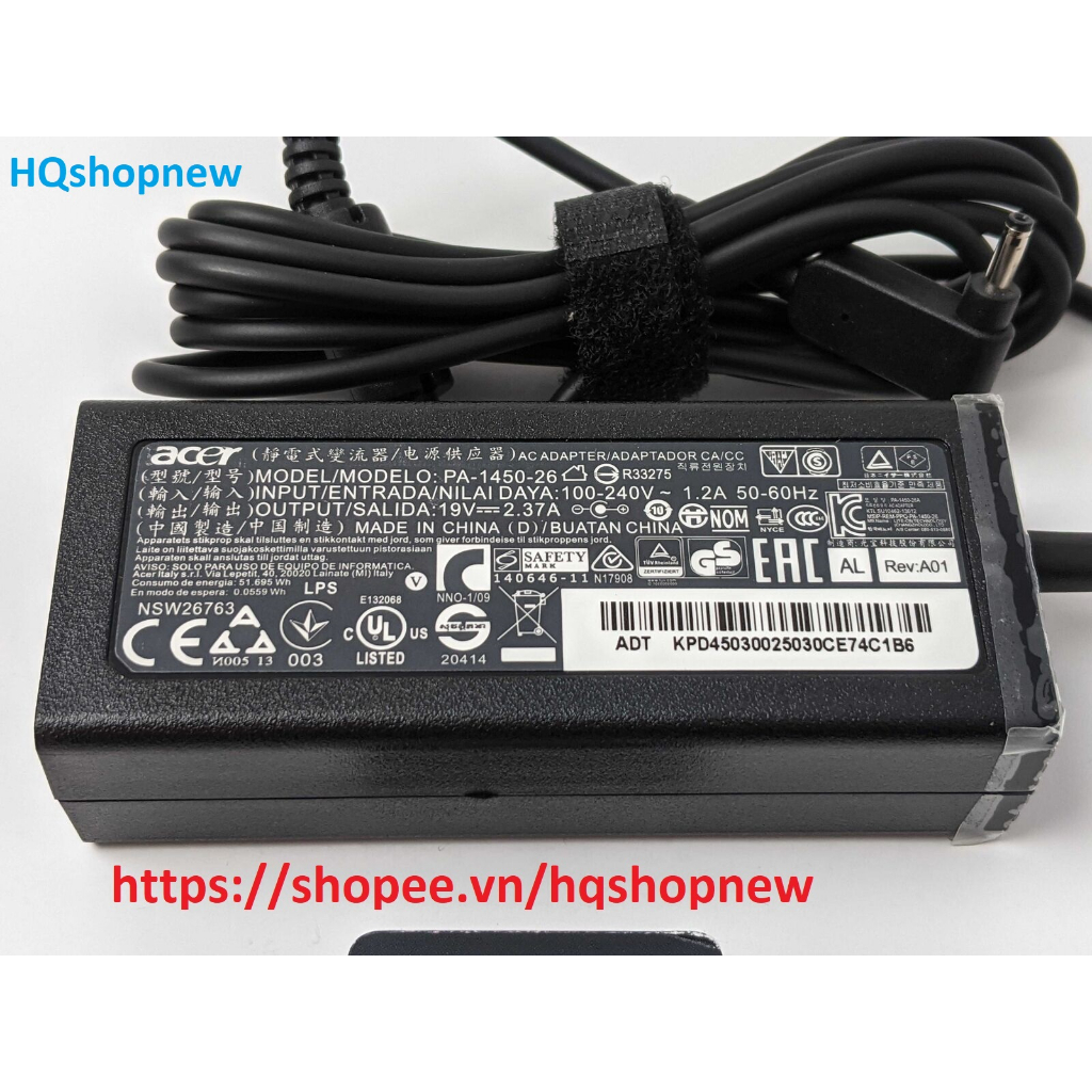 ⚡️[Sạc zin] SẠC LAPTOP ACER ASPIRE S7-392 S7-391 S7-393 S7, MS2364 19V - 2.37A - 45W Chân nhỏ 3.0 x1.1 mm