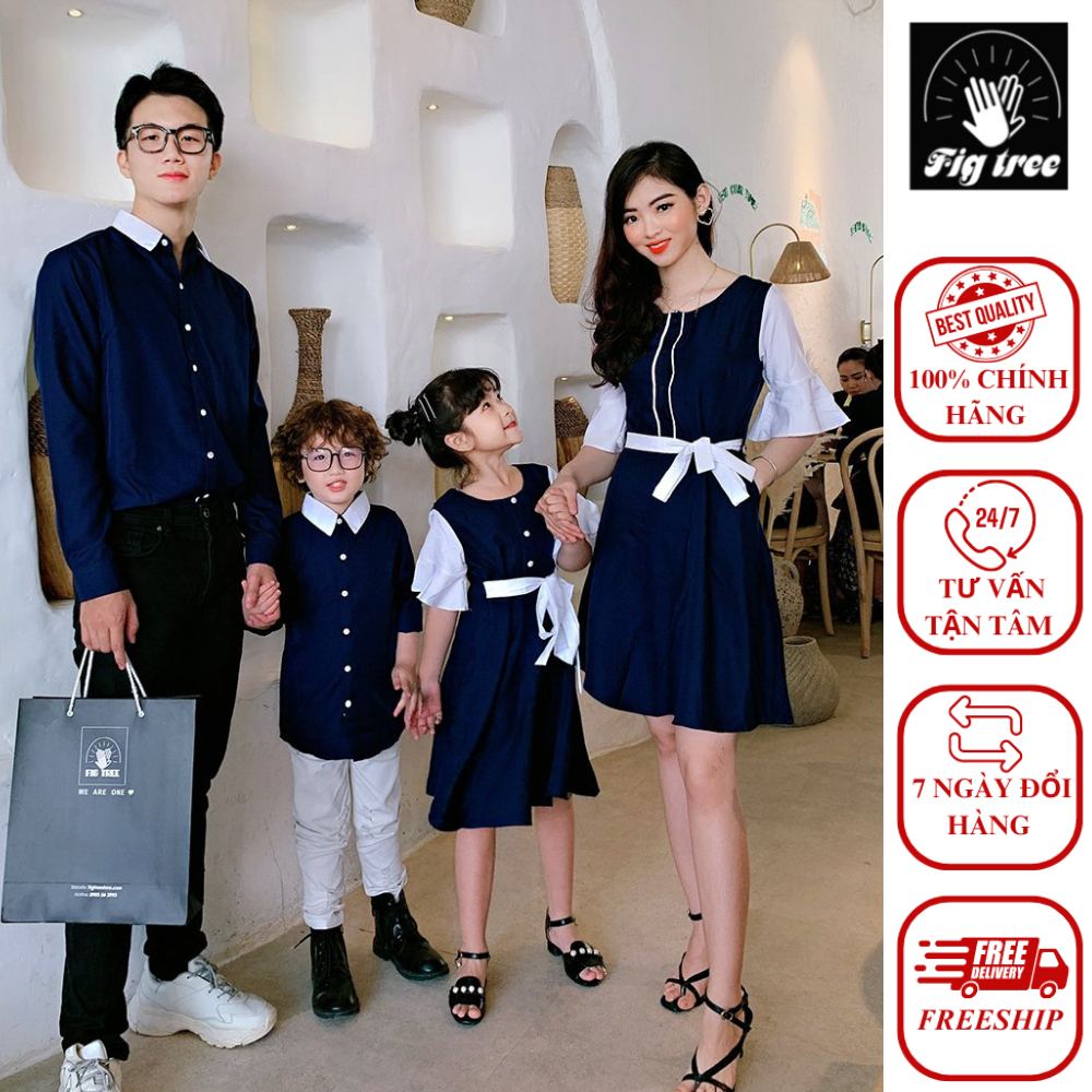 Combo Gia Đình FIGTREE Màu Xanh Đen Phối Model Cực Xinh