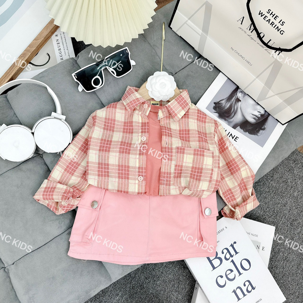 Sét 3ct kẻ hồng cho bé