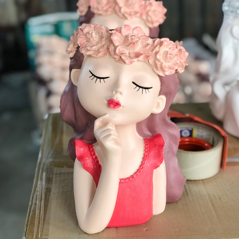 Bình Cô Gái Cắm Hoa, Trồng Sen Đá, Decor Bàn Làm Việc, Phòng Khách, Quà Tặng Khai Trương, Đám Cưới