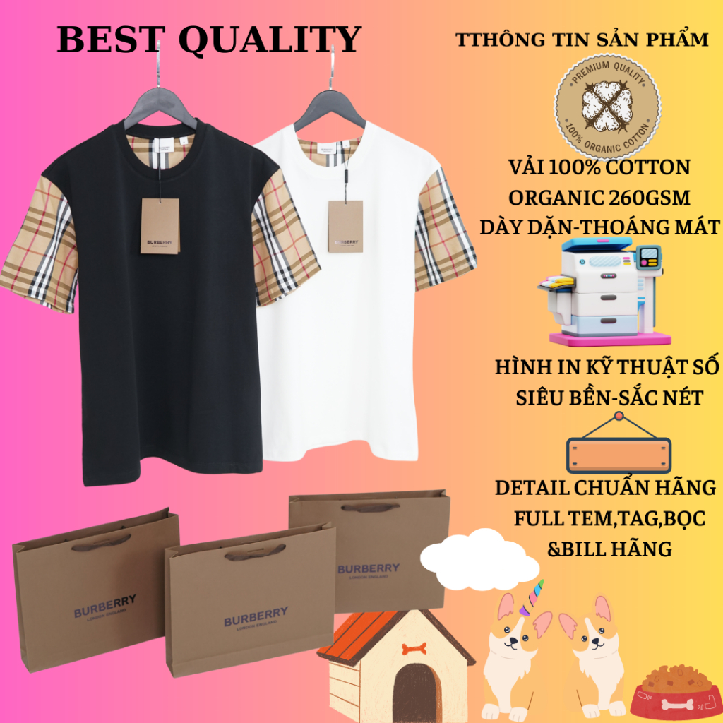 Áo Thun burberry serra nam nữ phong cách luxury and casual Áo burberry nam nữ form rộng tay lỡ hàng siêu cấp