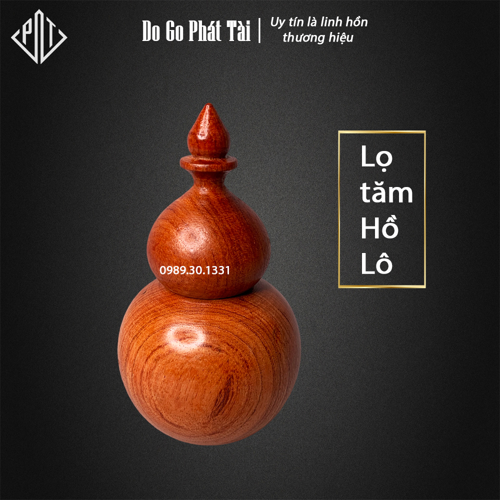 Lọ đựng tăm hồ lô gỗ Hương cao 12cm