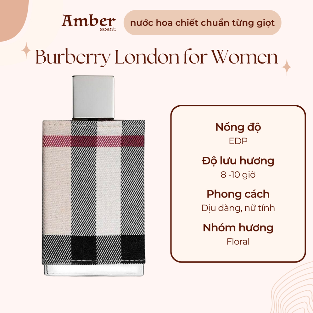 Mẫu thử nước hoa nữ Burberry London for women EDP chai nhỏ gọn, giữ mùi 8-12 giờ