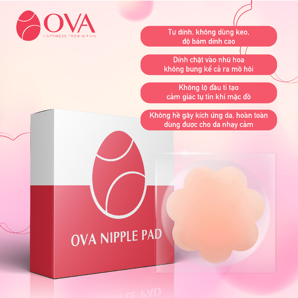 Miếng dán ngực tự thân OVAPink Nipple PadX cao cấp siêu dính, thật giống da tự nhiên che đầu ti, nhũ hoa