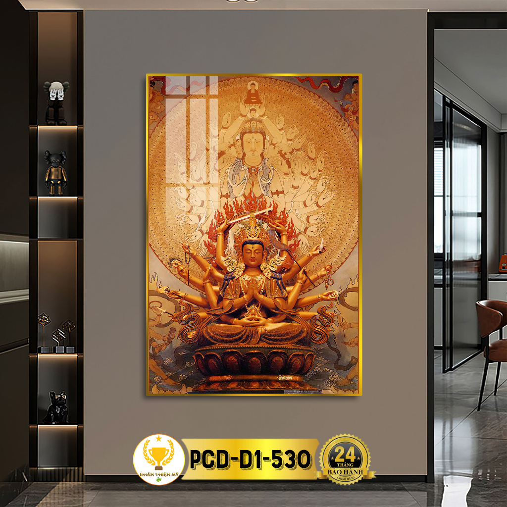 Tranh Phật Treo Tường Tráng Gương Phật Mẫu Chuẩn Đề CHÂN THIỆN MỸ, Quà Tặng, Trang Trí Phòng Thờ PCD-D1-530