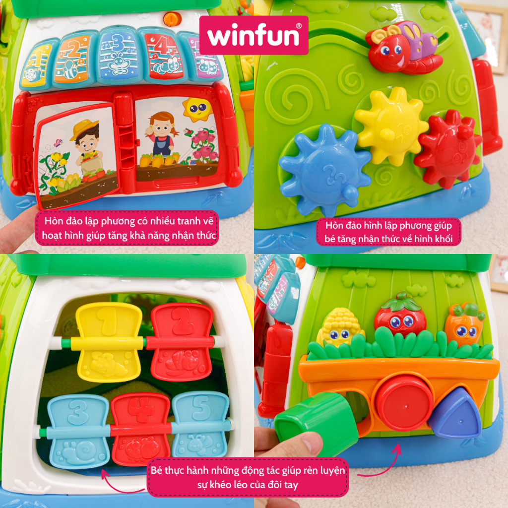 Hộp phát nhạc, khối lập phương đồ chơi khám phá khu vườn trên mây Winfun 0631-NL - cho bé từ 6 tháng trở lên