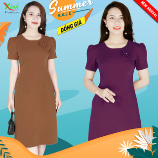 Đầm Suông A Kèm Hoa Cài Sang Trọng DL948 - DL950