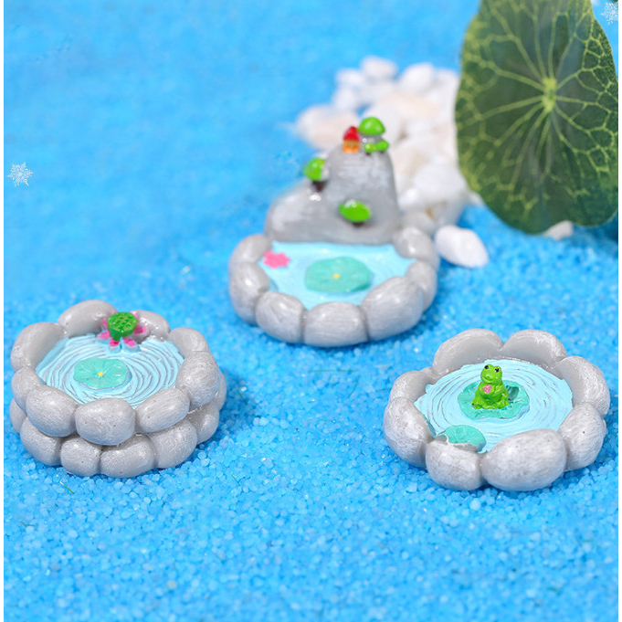 Trang trí tiểu cảnh, terrarium mô hình hồ hoa sen decor sân vườn