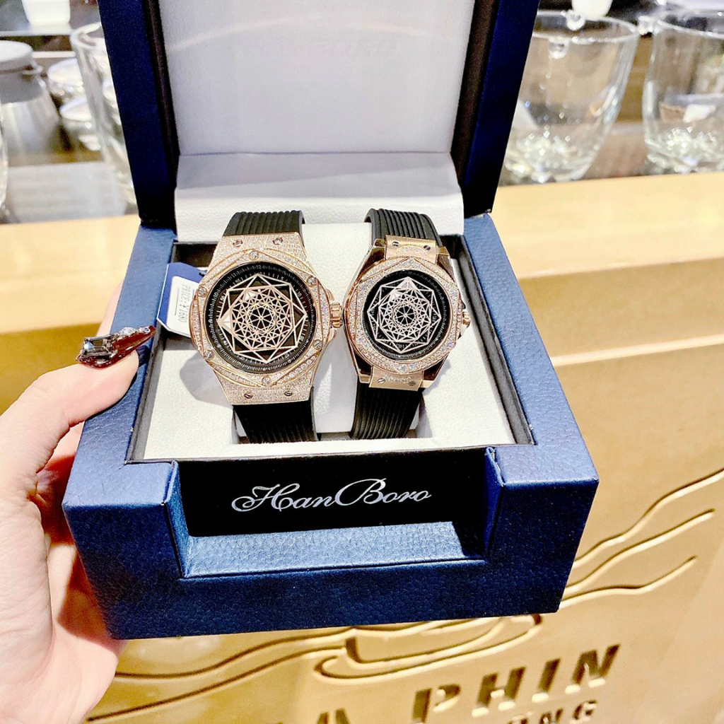 Đồng Hồ Cặp Đôi Chính Hãng Hanboro,Size: 36-42mm,Nam Máy Cơ,Nữ Pin,Cực Kỳ Sang Trọng Và Độc Đáo