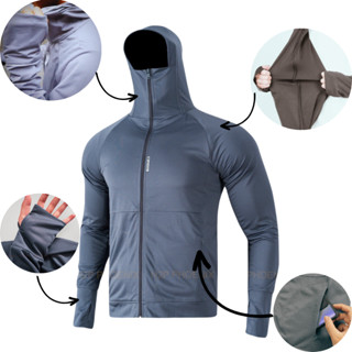 [Bigsize 90kg] Áo Chống Nắng 2 Lớp Unisex Chất Liệu Hạt Gạo Kim Cương Thông Hơi Khóa Kéo Mũ Trùm Kín Mặt Chống Tia UV