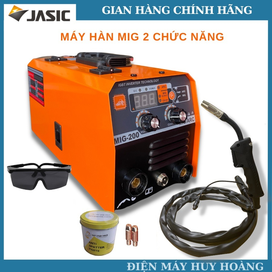 Máy Hàn Mig Không Dùng Khí JASIC 200A 2 Chức Năng - Tặng Kèm Cuộn Dây Hàn 1Kg