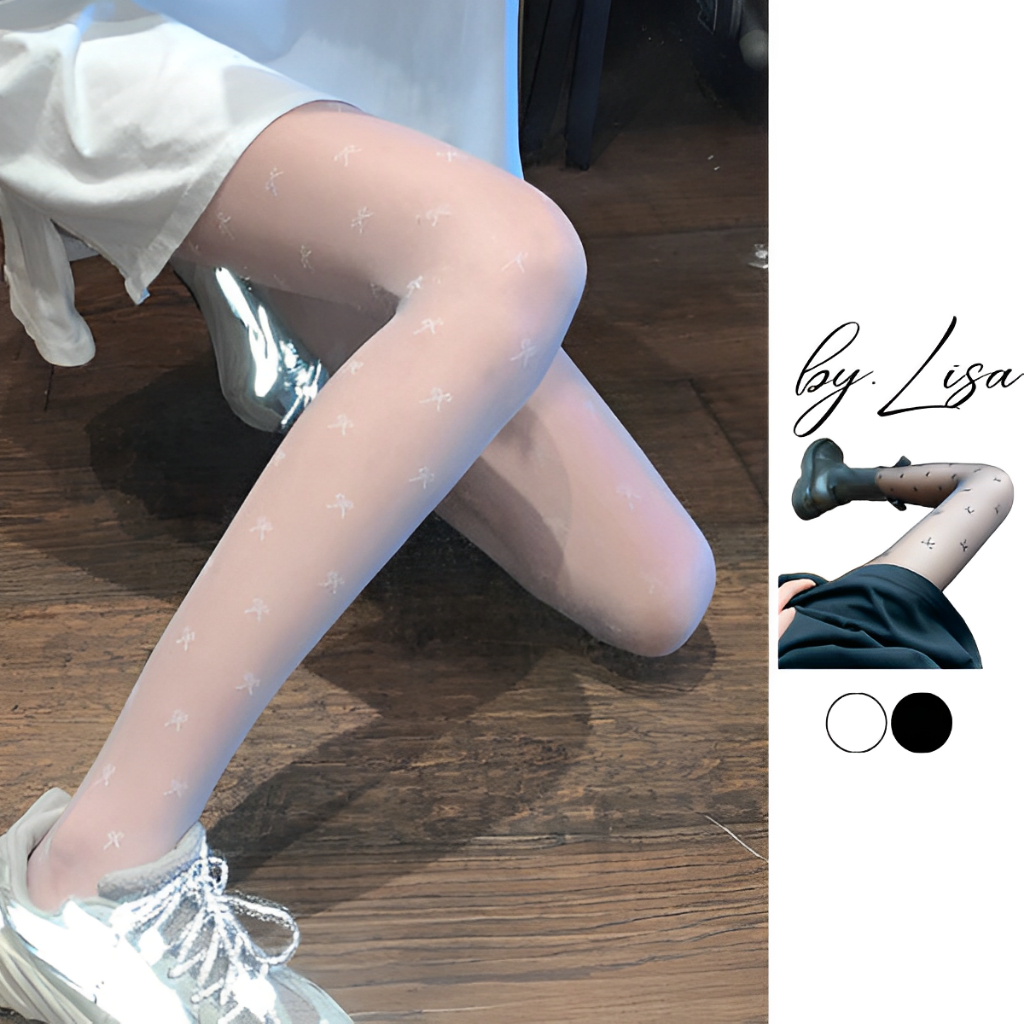 Quần tất da siêu mỏng họa tiết nơ màu đen phong cách ulzzang girl, quần tất tàng hình thon chân sexy gợi cảm by.Lisa