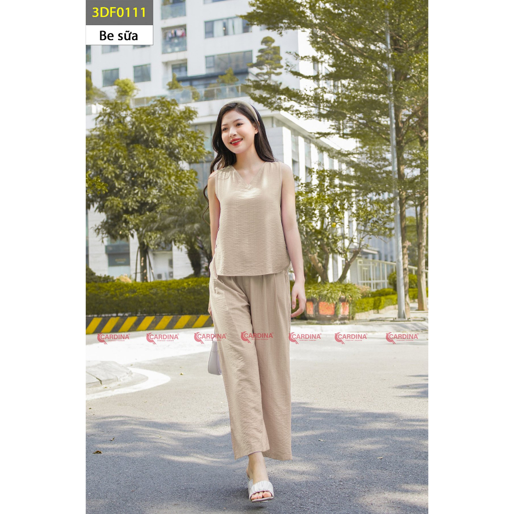 Đồ Bộ Nữ 𝐂𝐀𝐑𝐃𝐈𝐍𝐀 Chất Đũi BamBoo Xước Cao Cấp Áo Sát Nách Quần Dài Màu Sắc Tinh Tế 3DF01