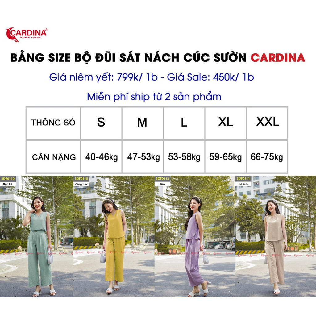 Đồ Bộ Nữ 𝐂𝐀𝐑𝐃𝐈𝐍𝐀 Chất Đũi BamBoo Xước Cao Cấp Áo Sát Nách Quần Dài Màu Sắc Tinh Tế 3DF01