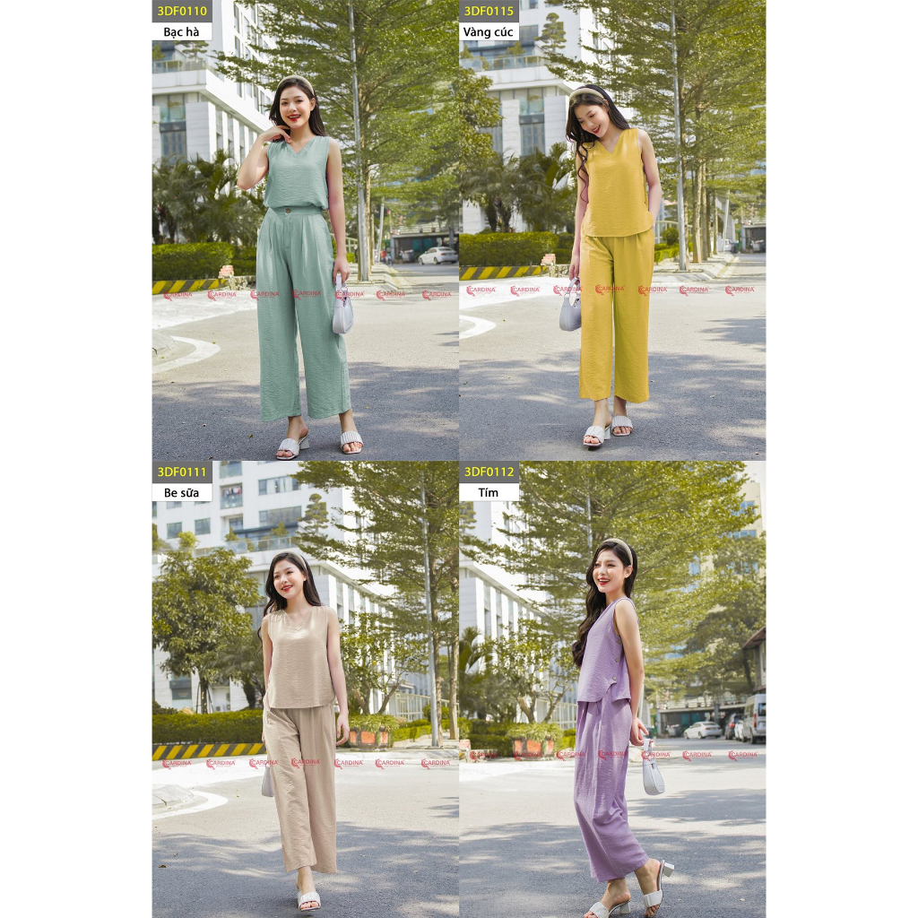 Đồ Bộ Nữ 𝐂𝐀𝐑𝐃𝐈𝐍𝐀 Chất Đũi BamBoo Xước Cao Cấp Áo Sát Nách Quần Dài Màu Sắc Tinh Tế 3DF01