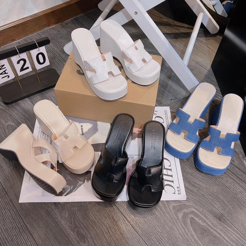Dép xuồng quai H cao 9p đế siêu nhẹ