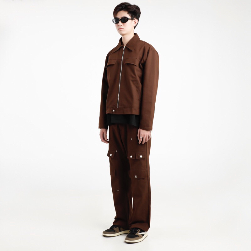 MUZE KAKI CROPPED JACKET // MOCHA // Áo Khoác Dây Kéo