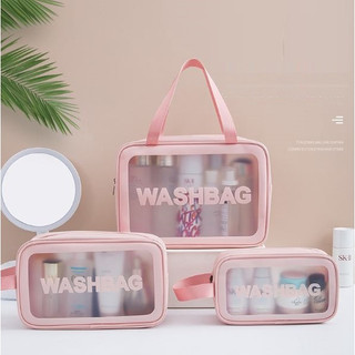  Túi đựng mỹ phẩm du lịch trong suốt chất liệu cao cấp in chữ WASHBAG - nhiều màu siêu xinh MP04 